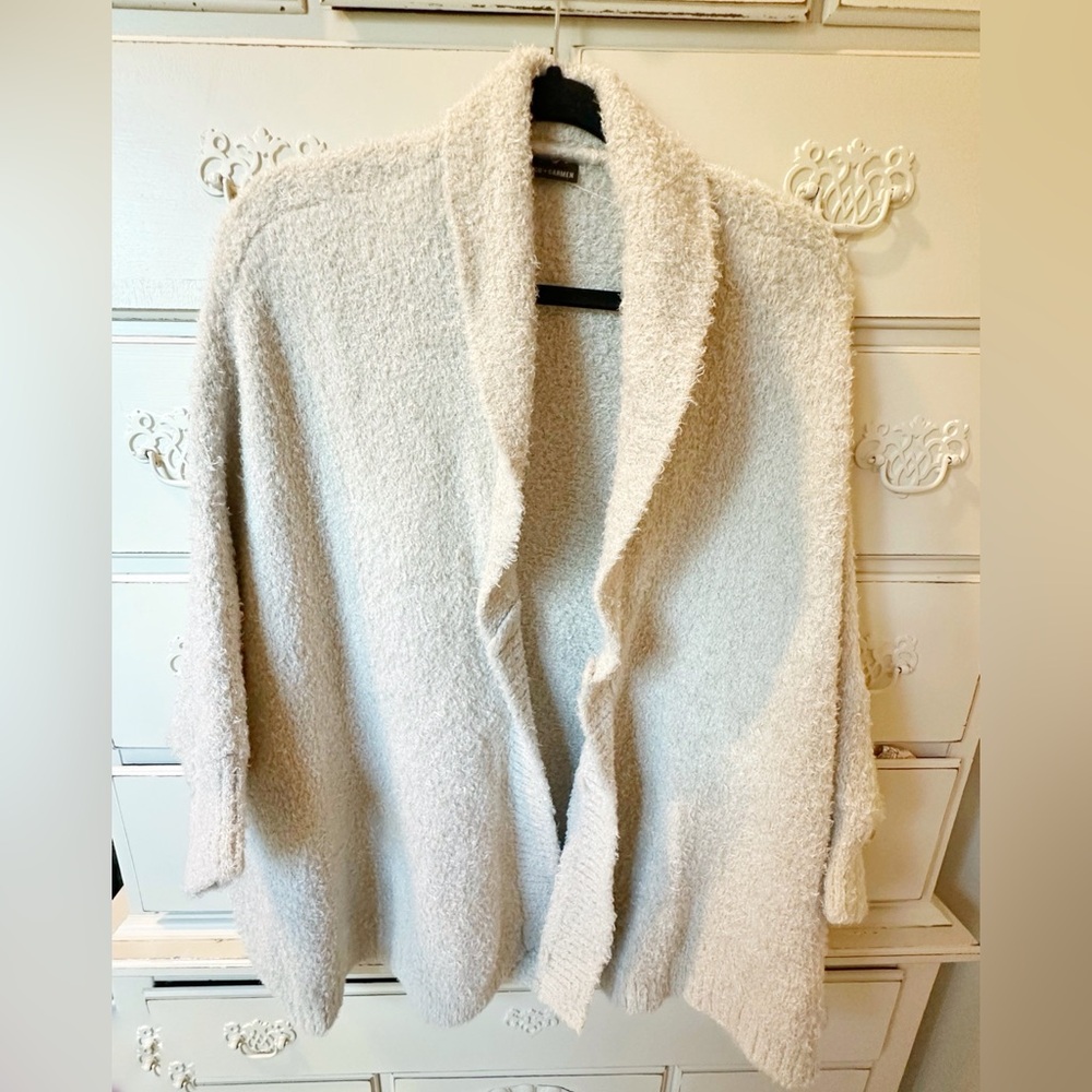 Coco + Carmen Soft Grey Fuzzy Knit Cardigan